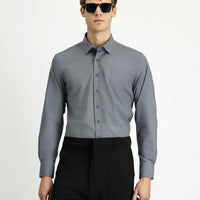 Medium Anthracite Long Sleeve Slim Fit Cotton Shirt