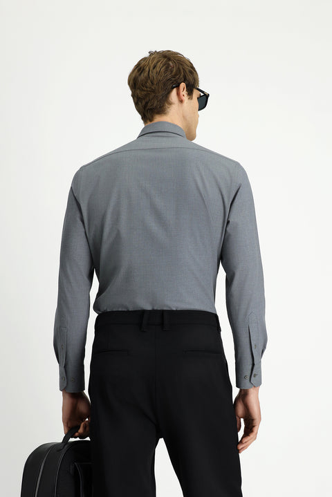 Medium Anthracite Long Sleeve Slim Fit Cotton Shirt