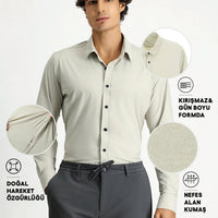 Stone Techno-Line Long Sleeve Slim Fit Classic Lycra Shirt