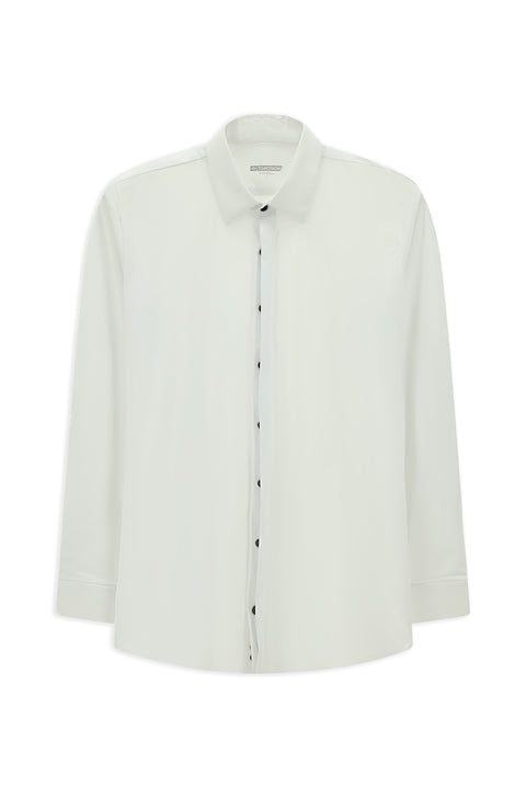 White Techno-Line Long Sleeve Slim Fit Classic Lycra Shirt