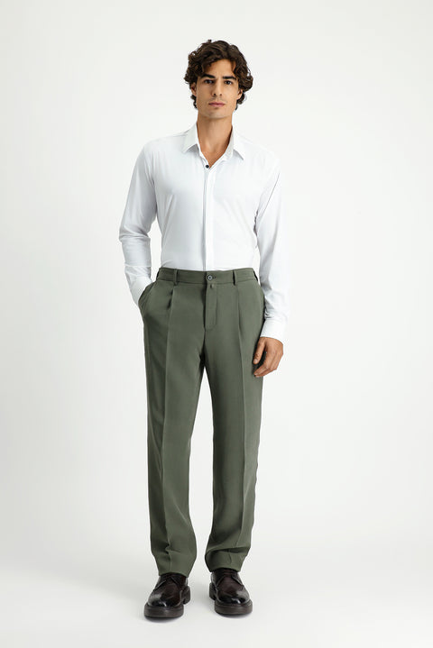 White Techno-Line Long Sleeve Slim Fit Classic Lycra Shirt
