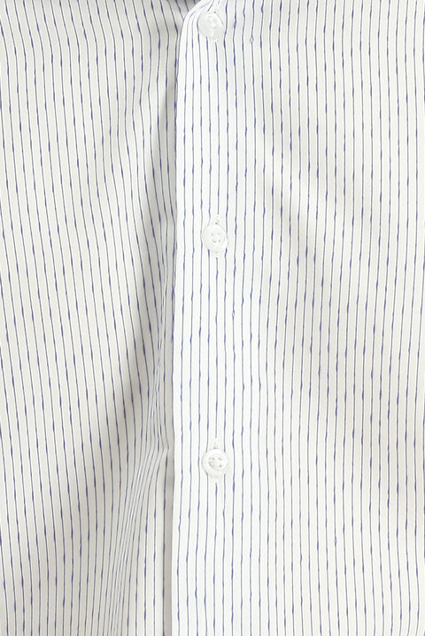 Dark Navy Long Sleeve Slim Fit Classic Striped Cotton Shirt