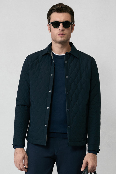 Dark Navy Snap-Button Quilted Seasonal Jacket