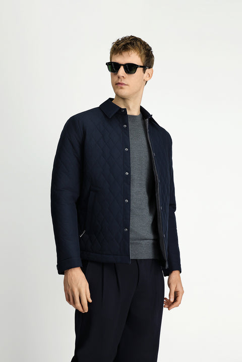 Dark Navy Snap-Button Quilted Seasonal Jacket