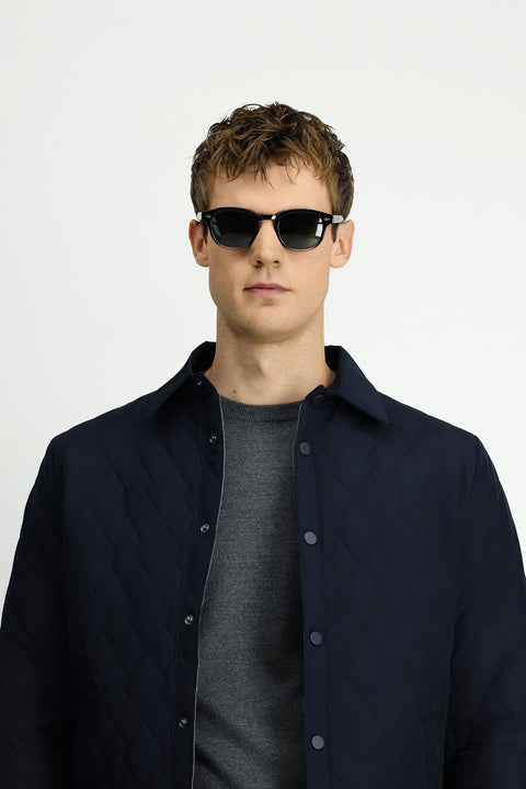 Dark Navy Snap-Button Quilted Seasonal Jacket