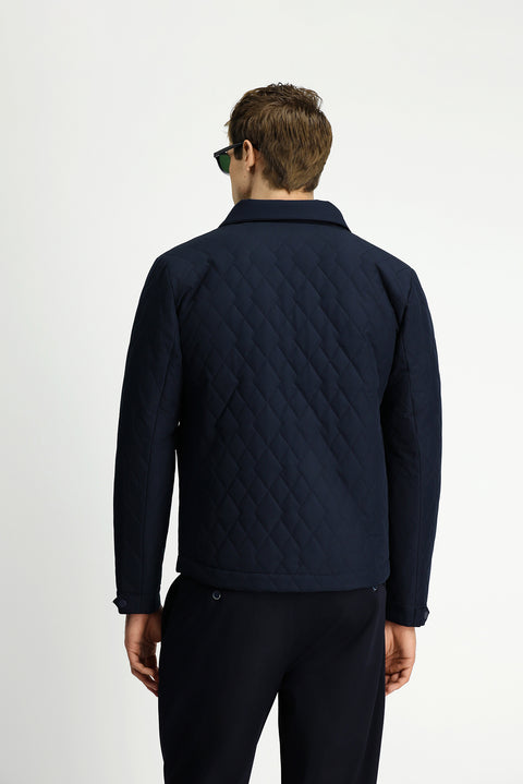Dark Navy Snap-Button Quilted Seasonal Jacket