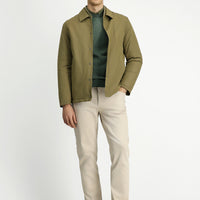 Light Khaki Snap-Button Quilted Seasonal Cotton Jacket