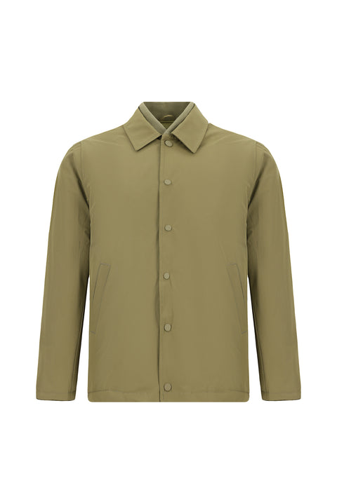 Light Khaki Snap-Button Quilted Seasonal Cotton Jacket