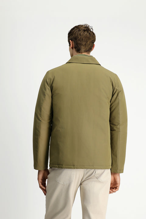 Light Khaki Snap-Button Quilted Seasonal Cotton Jacket