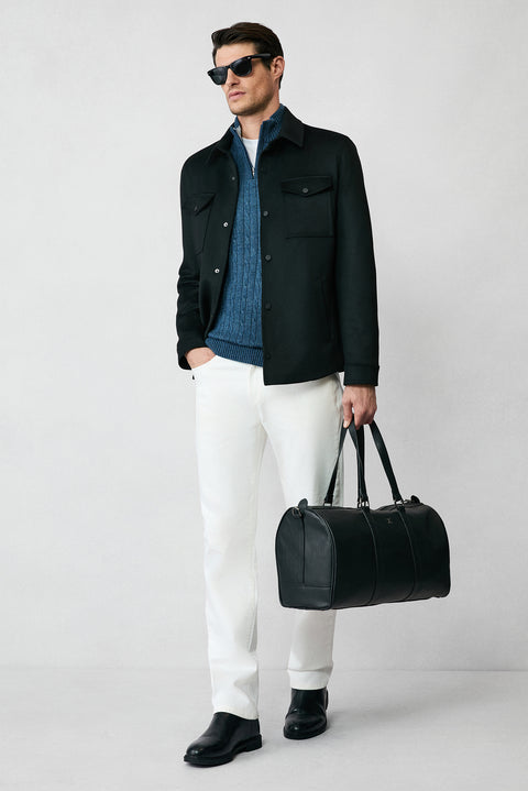 Black Snap Button Seasonal Cotton Jacket / Coat