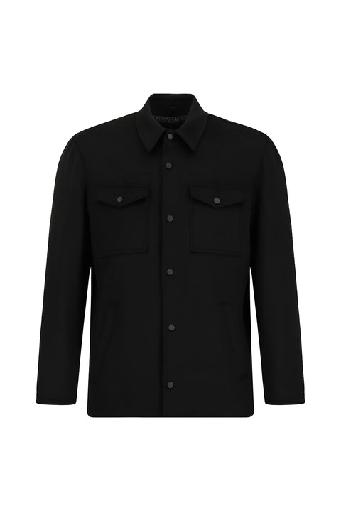 Black Snap Button Seasonal Cotton Jacket / Coat