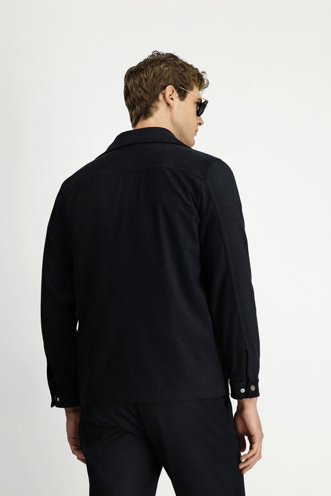 Medium Anthracite Suede Jacket/Coat with Pockets and Snap Button Closure