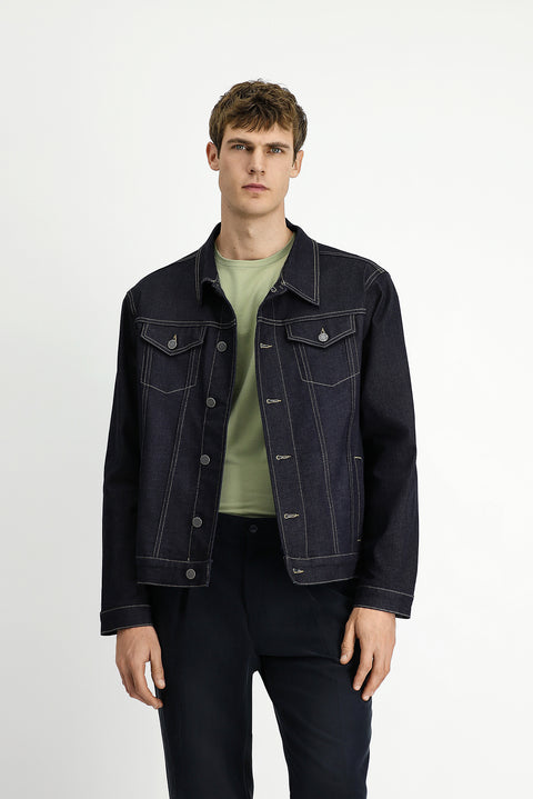 Dark Navy Regular Fit Cotton Denim Jacket
