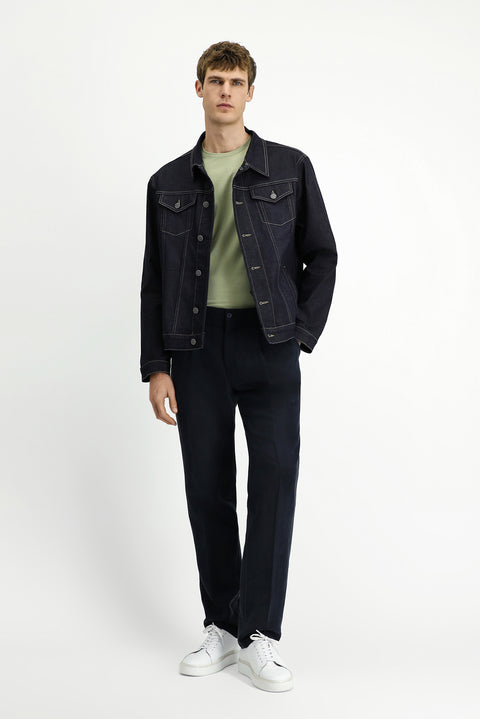 Dark Navy Regular Fit Cotton Denim Jacket