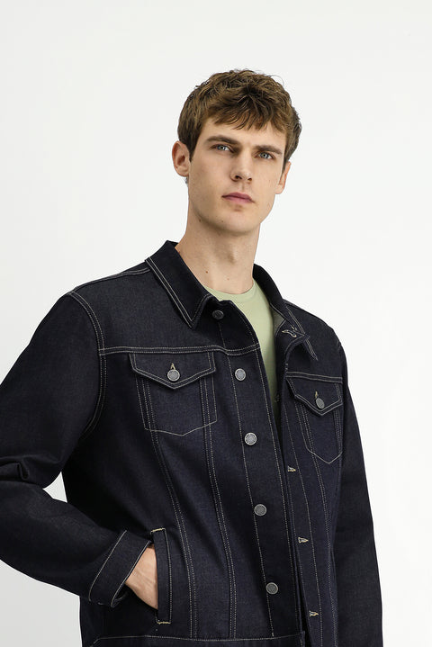Dark Navy Regular Fit Cotton Denim Jacket