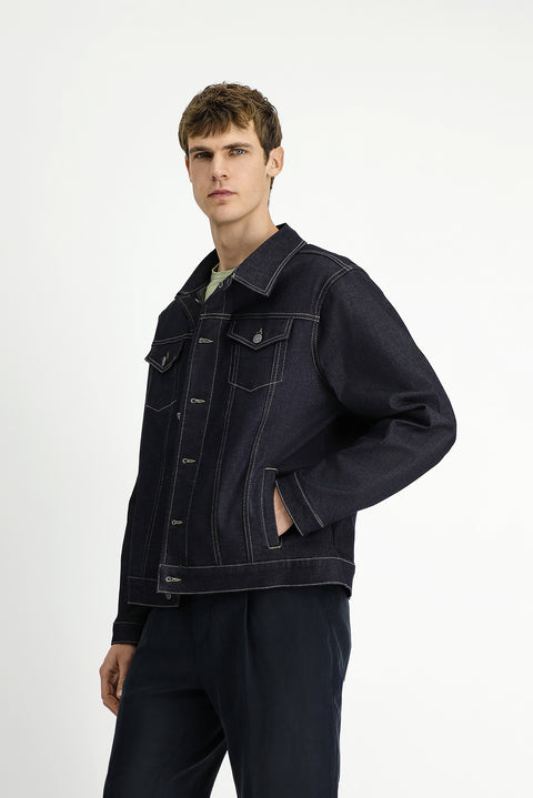 Dark Navy Regular Fit Cotton Denim Jacket