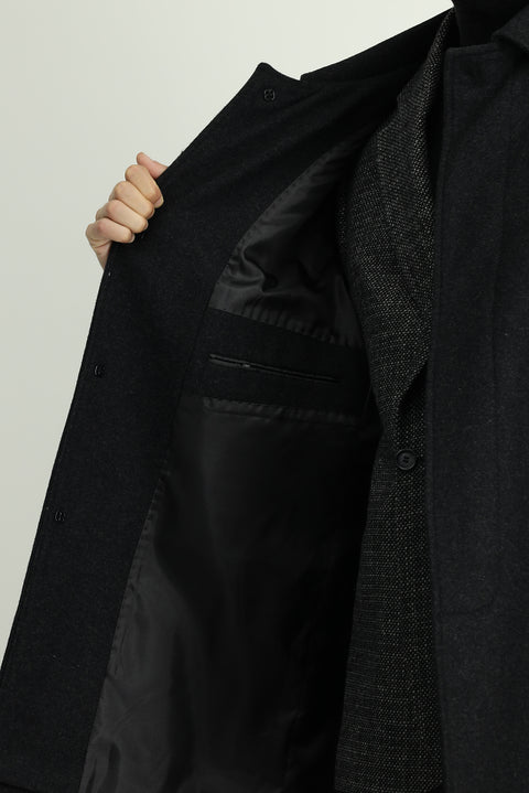 Dark Anthracite Wool Classic Coat