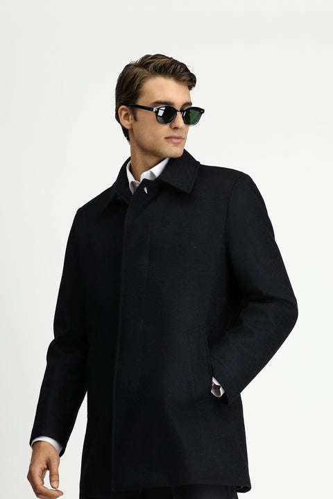 Black Wool Classic Coat
