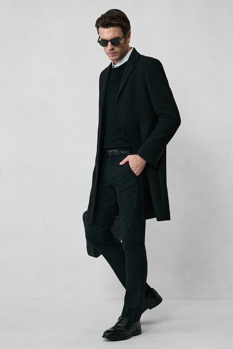 Black Wool Classic Coat