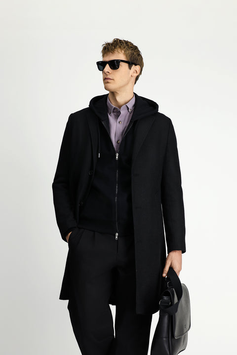Black Wool Classic Coat