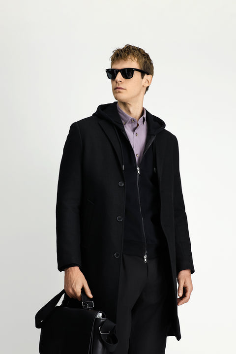 Black Wool Classic Coat