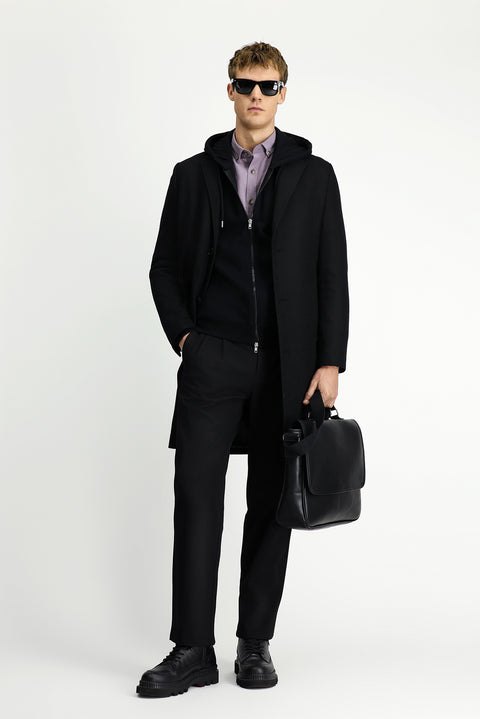 Black Wool Classic Coat