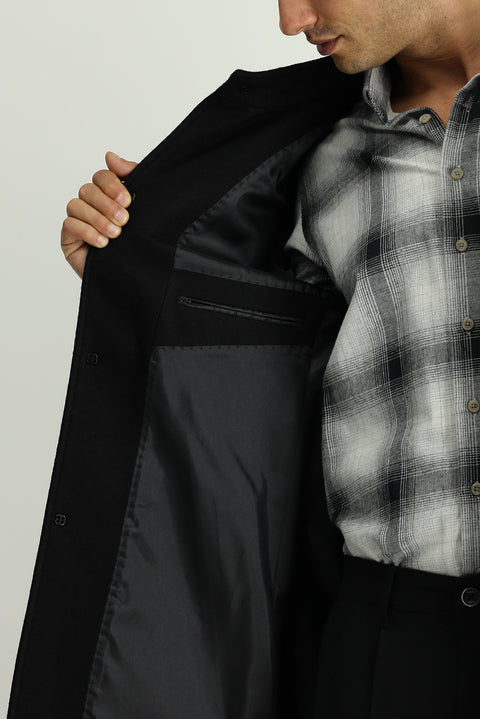 Black Wool Classic Coat