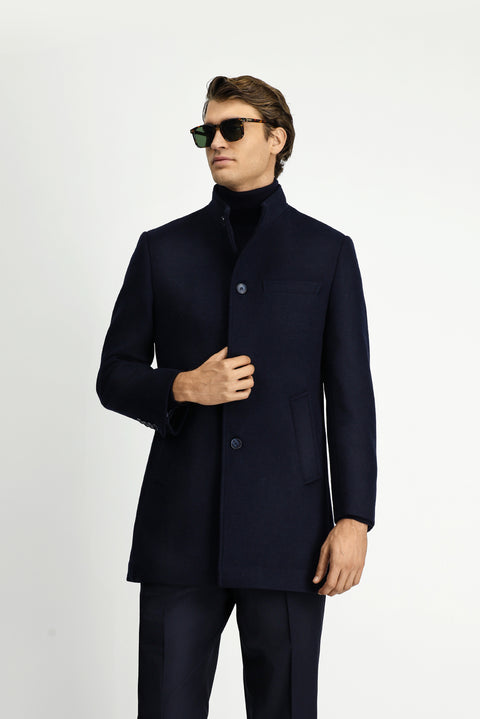 Dark Navy Classic Wool Coat