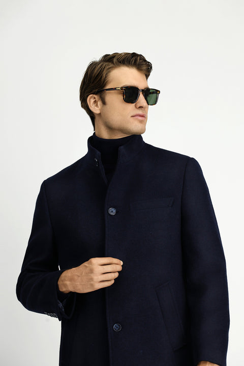 Dark Navy Classic Wool Coat