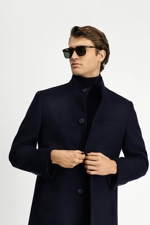 Dark Navy Classic Wool Coat