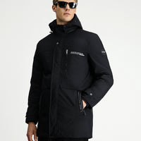 Black Hooded Sports Puffer Jacket