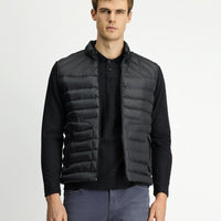 Mid Anthracite Slim Fit Stand Collar Zippered Quilted Sports Vest