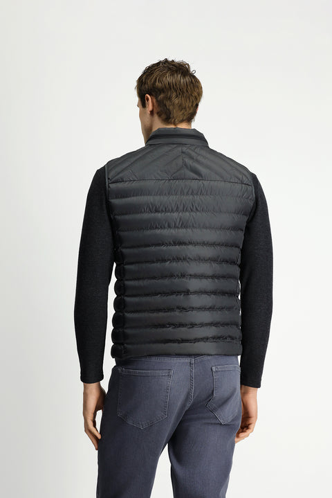 Mid Anthracite Slim Fit Stand Collar Zippered Quilted Sports Vest