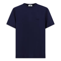 Medium Navy Crew Neck Regular Fit Embroidered Lycra Stretch T-Shirt