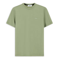 Light Khaki Crew Neck Regular Fit Embroidered Lycra Stretch T-Shirt