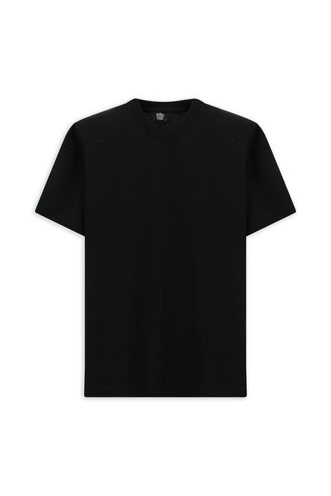 Black Crew Neck Oversize Extra Relaxed Fit Cotton T-Shirt