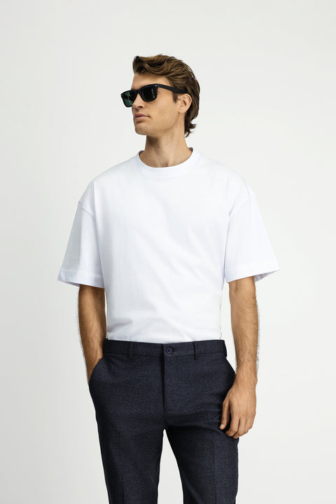 White Crew Neck Oversize Extra Relaxed Fit Cotton T-Shirt