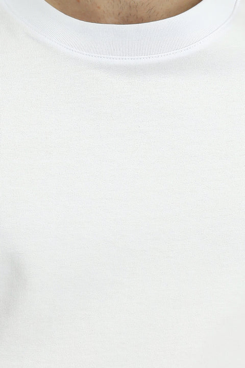 White Crew Neck Oversize Extra Relaxed Fit Cotton T-Shirt