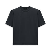 Medium Anthracite Crew Neck Oversize Extra Relaxed Fit Cotton T-Shirt