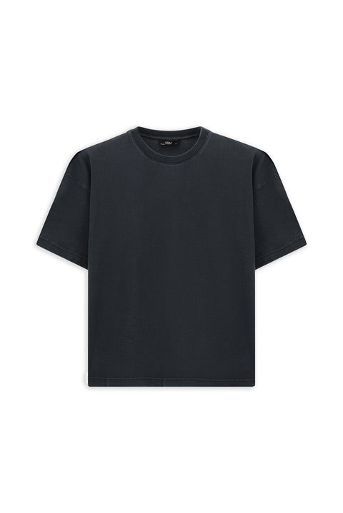Medium Anthracite Crew Neck Oversize Extra Relaxed Fit Cotton T-Shirt