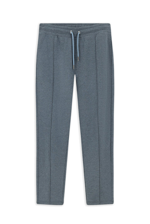 Indigo Melange Cotton Sweatpants/Sweatpants with Elastic Waistband and Drawstring Pockets