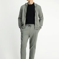 Light Khaki Cotton Sweatpants/Sweatpants with Elastic Waistband and Drawstring Pockets