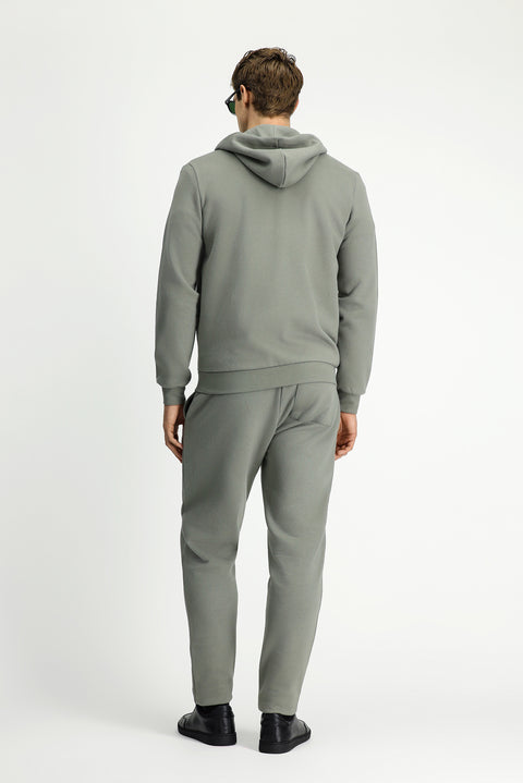 Light Khaki Cotton Sweatpants/Sweatpants with Elastic Waistband and Drawstring Pockets