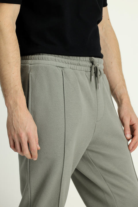 Light Khaki Cotton Sweatpants/Sweatpants with Elastic Waistband and Drawstring Pockets