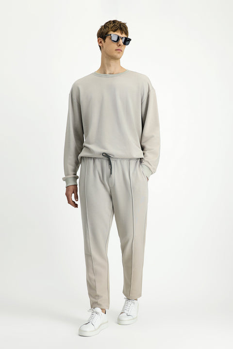 Stone Waist Elastic Drawstring Pocket Cotton Sweatpants / Sweatpants