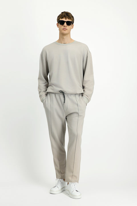 Stone Waist Elastic Drawstring Pocket Cotton Sweatpants / Sweatpants
