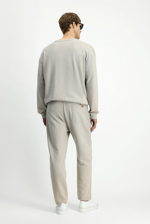 Stone Waist Elastic Drawstring Pocket Cotton Sweatpants / Sweatpants