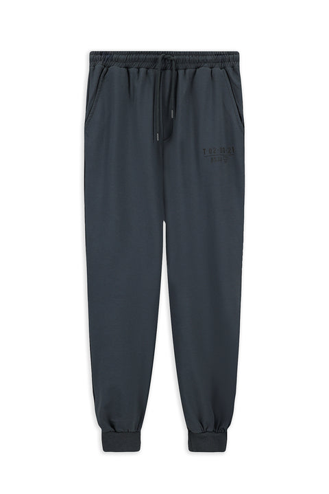Dark Gray Regular Fit Cotton Printed Sweatpants / Track Pants