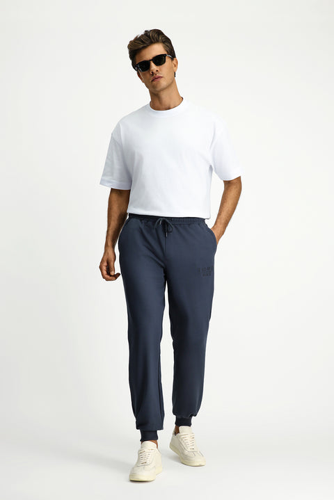 Dark Gray Regular Fit Cotton Printed Sweatpants / Track Pants