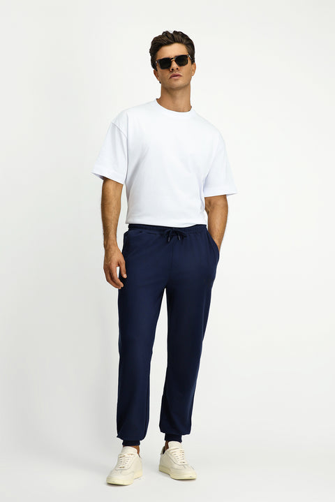 Indigo Regular Fit Cotton Printed Sweatpants / Track Pants